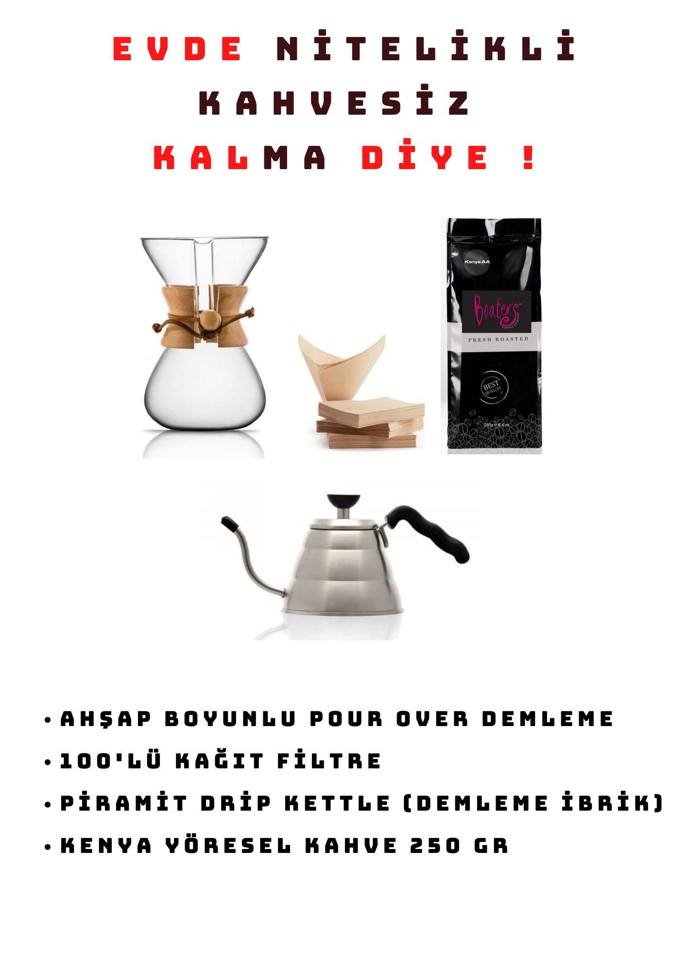 3. NESİL KAHVE DEMLEME SETİ POUR OVER 5KUPA+FİLTRE+KETTLE+KAHVE 51.