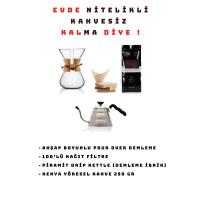 3. NESİL KAHVE DEMLEME SETİ - POUR OVER 5KUPA+FİLTRE+KETTLE+KAHVE