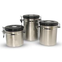 Paslanmaz Çelik 3'lü Set Valfli Kahve Saklama Kabı 1200 ml/1500 ml/1800 ml
