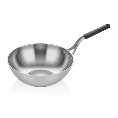 Çelik Wok Tava, Silikonlu Sap 28 Cm