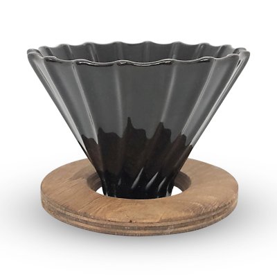 Horecamark Ahşap Standlı V60 Seramik Dripper No.2 Siyah