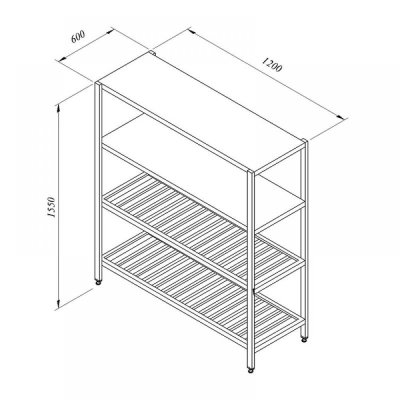 Portashelf İstif Rafı, 2 Düz 2 Izgara Tabla, 120x60 cm