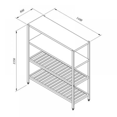 Portashelf İstif Rafı, 2 Düz 2 Izgara Tabla, 140x80 cm