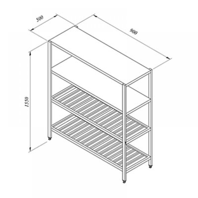 Portashelf İstif Rafı, 2 Düz 2 Izgara Tabla, 90x50 cm