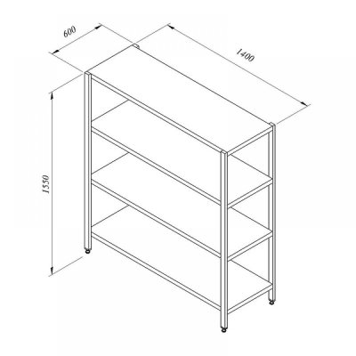 Portashelf İstif Rafı, 4 Düz Tabla, 140x60 cm