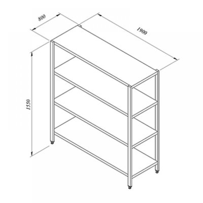 Portashelf İstif Rafı, 4 Düz Tabla, 190x80 cm