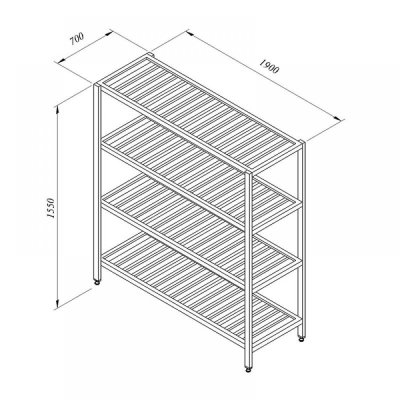 Portashelf İstif Rafı, 4 Izgara Tabla, 190x70 cm