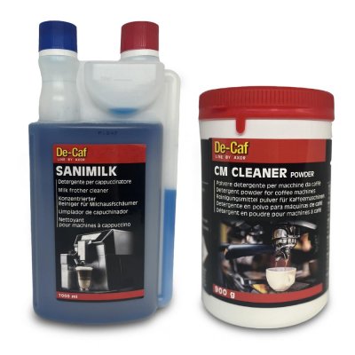 De Caf by Axor Italy CM CLEANER Espresso & Kahve Makinesi Temizleyici Toz 900 gr & SANIMILK Süt Köpürtücü Temizleyici 1000 ml