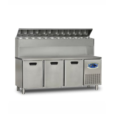 Dampak 3 Kapılı Pizza Hazırlık Buzdolabı, Yüksek Model 200x70x133 cm 450 Lt