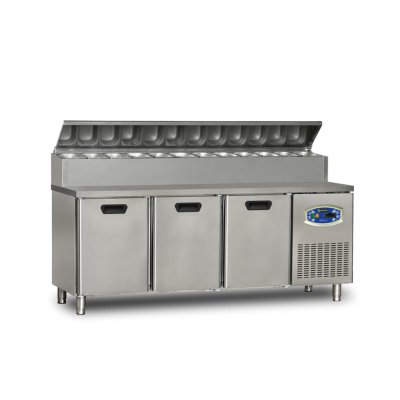 Dampak 3 Kapılı Pizza Hazırlık Dolabı Alçak Model 200x70x109 cm 450 Lt.