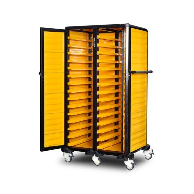 Gastrolley 150 İkili Servis Tepsi Arabası, 2 Yanı ve Arkası Kapalı, Kapılı, 101x75x174 cm