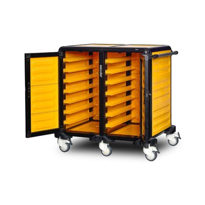 Gastrolley 75 İkili Servis Tepsi Arabası, 2 Yanı ve Arkası Kapalı, Kapılı, 101x75x99 cm