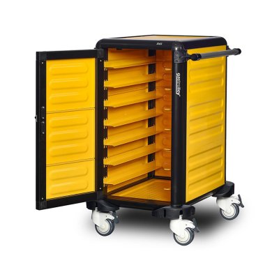 Gastrolley 75 Tekli Servis Tepsi Arabası, 2 Yanı ve Arkası Kapalı, Kapılı, 57x75x99 cm