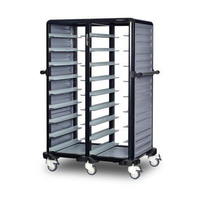 Gastrolley İkili Termo Tepsi Arabası, 9+9 Tepsi Kapasiteli, 2 Yanı Kapalı