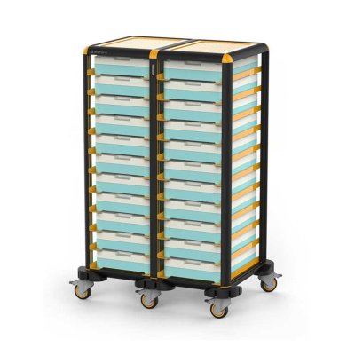 Gastrolley İkili Termo Tepsi Arabası, 9+9 Tepsi Kapasiteli, Etrafı Açık