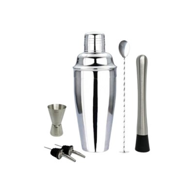Horecamark Barmen Kokteyl Hazırlık Seti 6 Parça Shaker 700 ml Jigger Bar Kaşığı Şişe Akıtıcı Bar Tokmağı