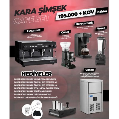Horecamark Black Lightning Kara Şimşek Cafe Set - Futurmat Ottima Tam Otomatik Espresso Makinesi Seti