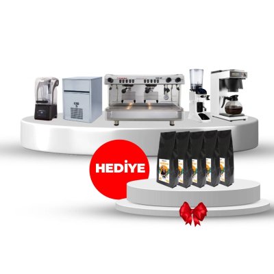 Horecamark Faema Set, Faema E98 UP A/2 Tall Cup Espresso Makinesi, Cunill Movie Tron Grinder, Horecamark HRC120 Filtre Kahve Makinesi, Portabianco Bar Blender, Iceinox 35 KG Buz Makinesi, 5x Horecamark 1 Kg Espresso Kahve Çekirdeği
