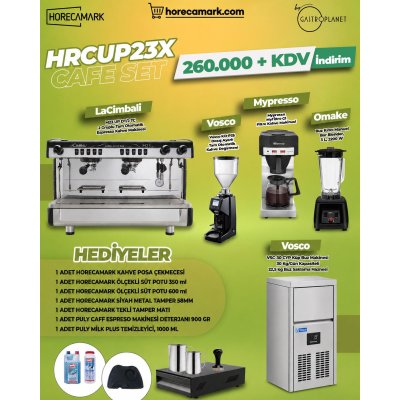 Horecamark HRCUP23X Cafe Set - La Cimbali M23 UP DT/2 TC Tam Otomatik Espresso Makinesi Seti