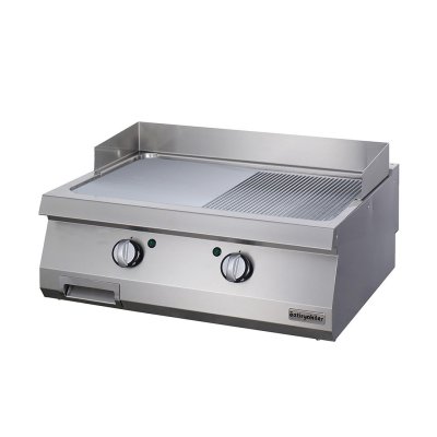 Öztiryakiler 7864.N1.80703.14C Grill Plate Set Üstü 700 Seri Elektrikli Yarı Oluklu 80x70x30-Sert Krom Kaplı