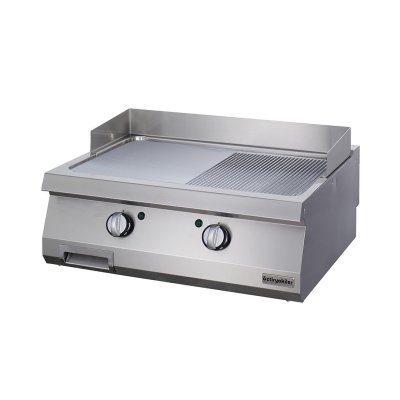 Öztiryakiler 7864.N1.80903.14C Grill Plate Set Üstü 900 Seri Elektrikli Yarı Oluklu 80x90x30-Sert Krom Kaplı
