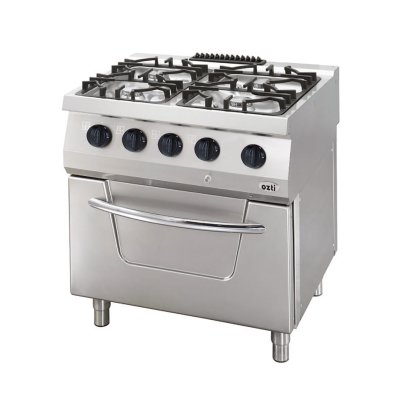Öztiryakiler 7865.N1.80708.10LP Kuzine Fırınlı 700 Seri Gazlı 4 Açık Ateş 80x70x85 (Lp)-2X6Kw+2X7,5Kw+7Kw Gazlı Fırın