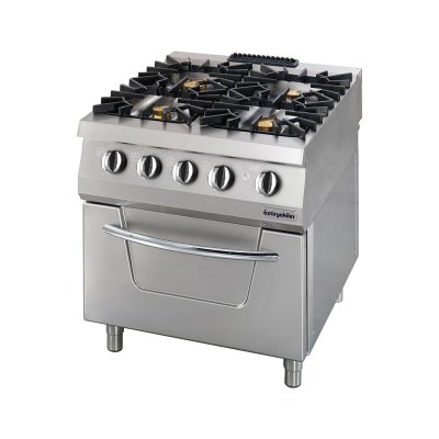 Öztiryakiler 7865.N1.80908.10 Kuzine Fırınlı 900 Seri Gazlı 4 Gözlü Ocak 80x90x85 cm (2X10 Kw+2X6 Kw+8 Kw=40 Kw)