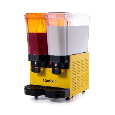 Samixir 40.SMY Klasik Twin Soğuk İçecek Dispenseri, 20+20 L, Fıskiyeli ve Karıştırıcılı, Sarı